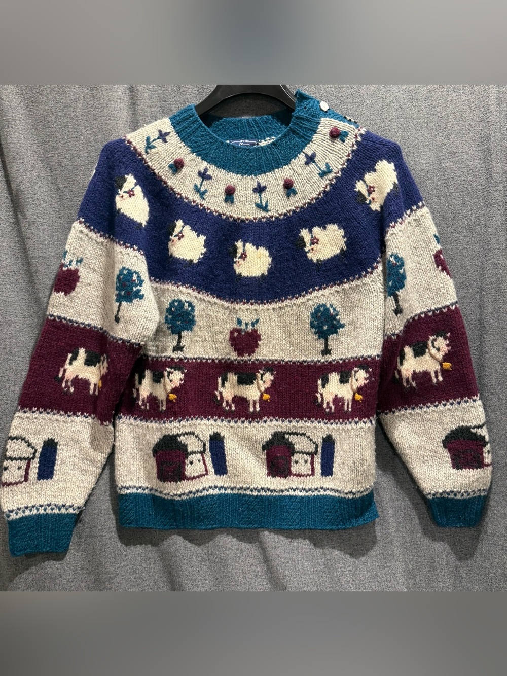 Woolrich VTG Farm Fair Isle Cow Sheep Barn Cottage Core Sweater Women’s Wool XL